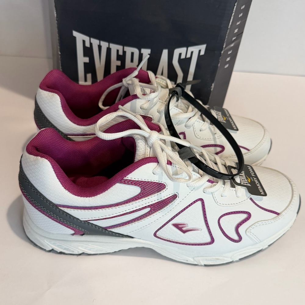 Everlast Women’s Makenna Memory Foam Walking Sneakers White Pink‎ Size 9W NWT